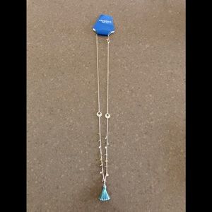 Pretty NWT 34" gold tone beaded tassel necklace.